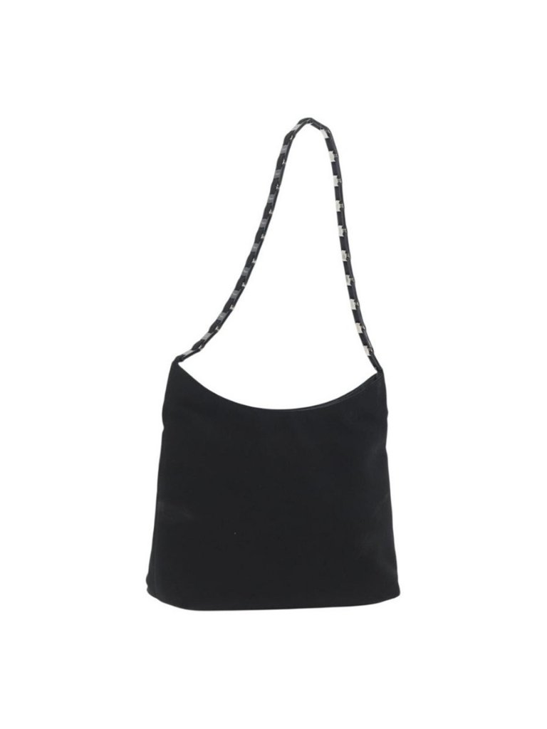 Authentic Salvatore Ferragamo Chain Vala Shoulder Bag Nylon Black